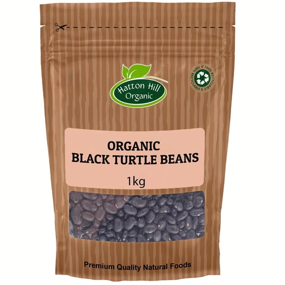 Organic Black Turtle Beans 1kg by Hatton Hill Organic | High-Protein, Fiber-Rich, Perfect for Soups, Salads