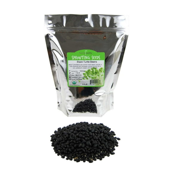 Organic Black Turtle Beans -2.5 Lb- Called Black Bean & Spanish Black Bean - Seed Sprouting Sprouts, Cooking, Food Storage
