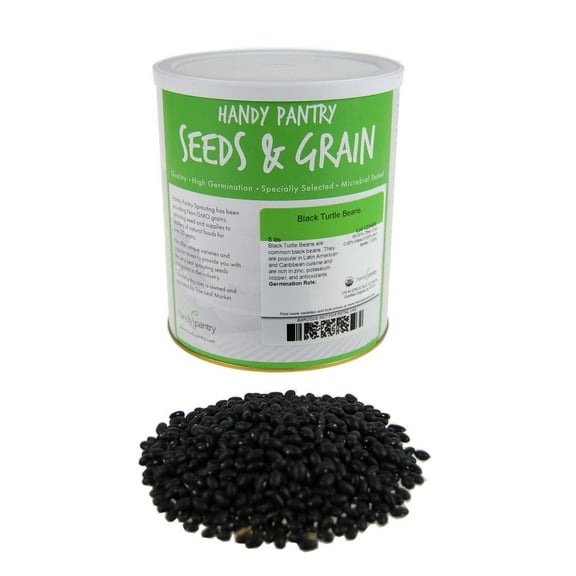 Organic Black Turtle Beans - 5 Lb Bulk - Called Black Bean & Spanish Black Bean - Seed Sprouting Sprouts, Cooking, Food Storage