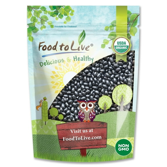Organic Black Turtle Beans, 5 Pounds - Non-GMO, Kosher, Raw, Sproutable, Vegan, Bulk - by Food to Live
