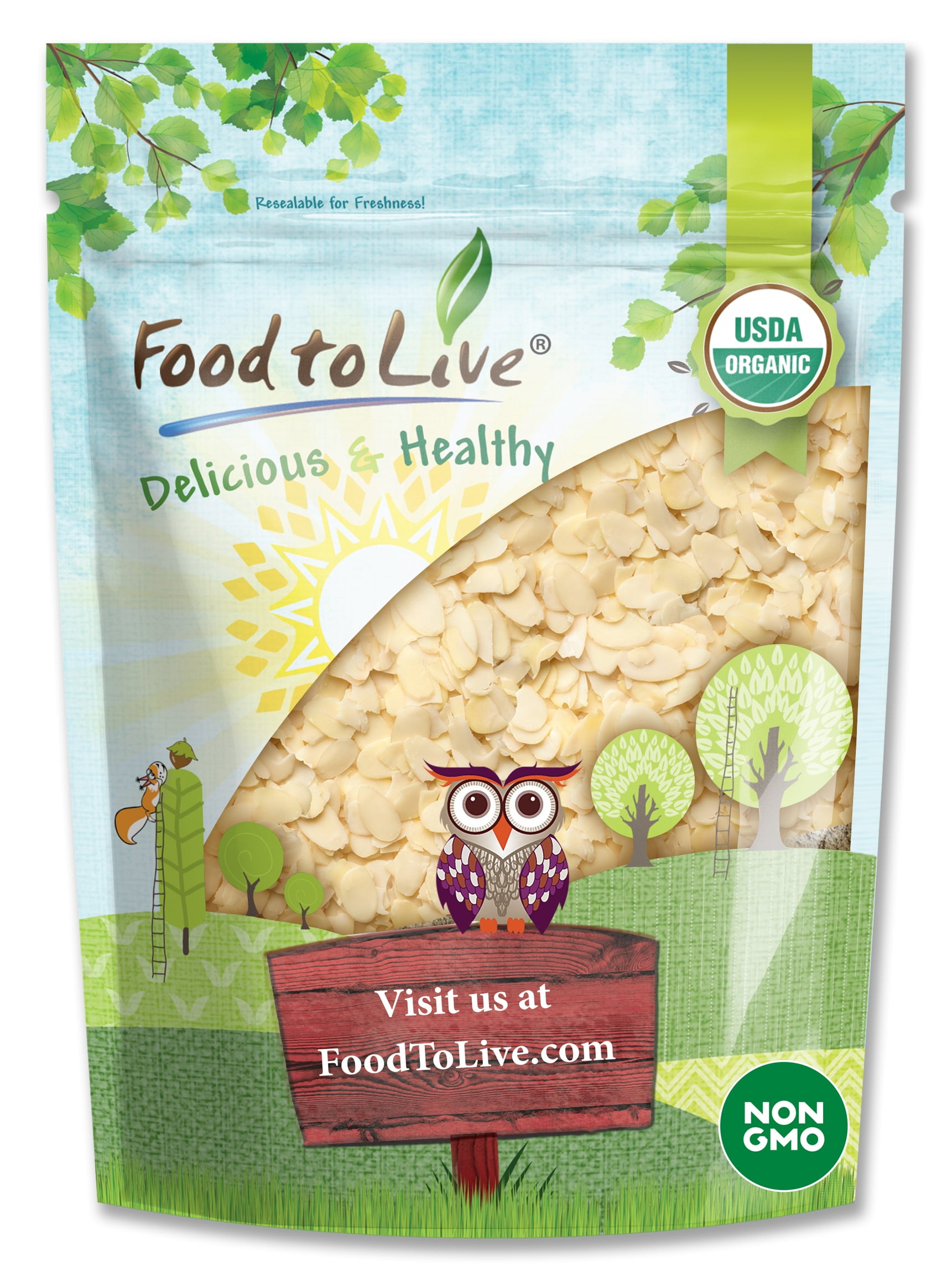 Organic Blanched Sliced Almonds, 4.5 Pounds — Non-GMO, Kosher, Vegan — by Food to Live