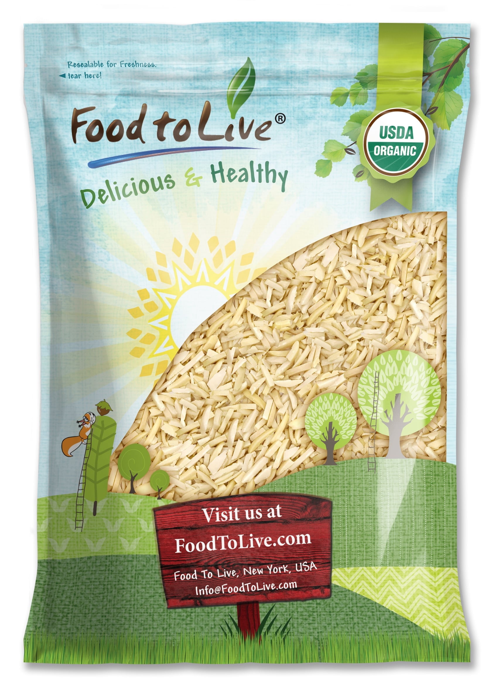 Organic Blanched Slivered Almonds, 7 Pounds — Non-GMO, Kosher, Vegan — by Food to Live
