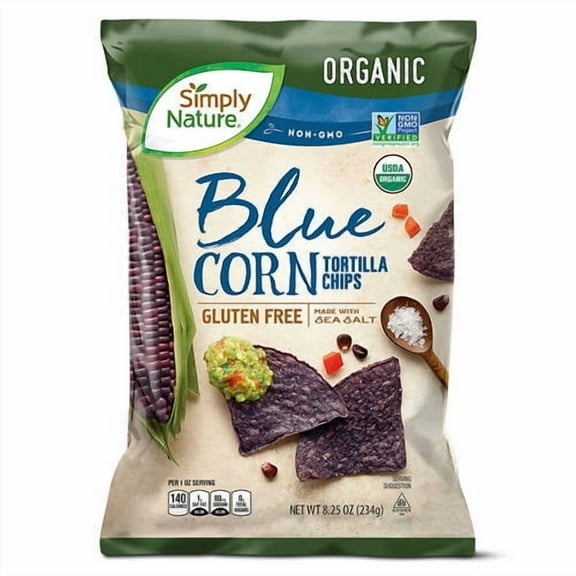 Organic Blue Corn Tortilla Chips, 8.25 oz- Pack of 5