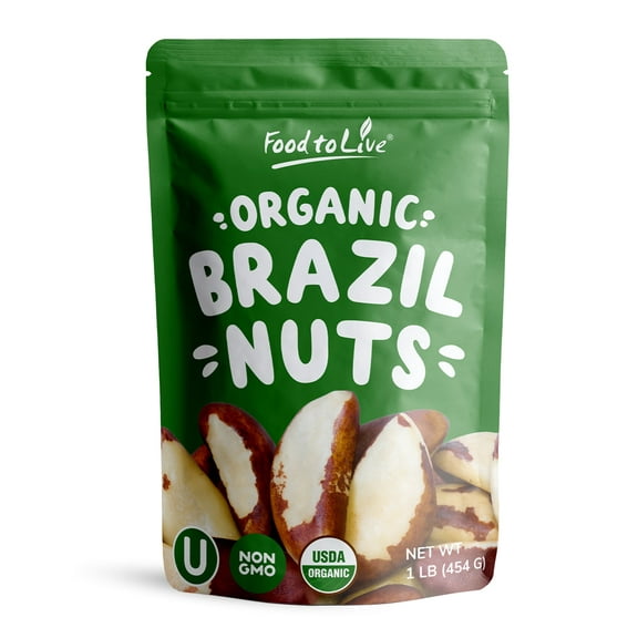 Organic Brazil Nuts, 1 Pound — Non-GMO, Raw, Kosher, Vegan — by Food to Live