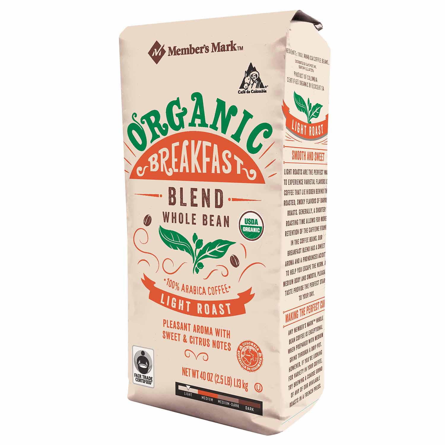 Organic Breakfast Blend Whole Bean Coffee (40 oz.) - Walmart Business