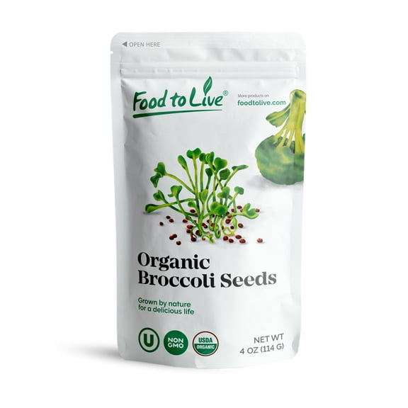 Organic Broccoli Sprouting Seeds, 0.25 Pounds Non GMO, Kosher, Sproutable, Raw, Vegan by Food to Live