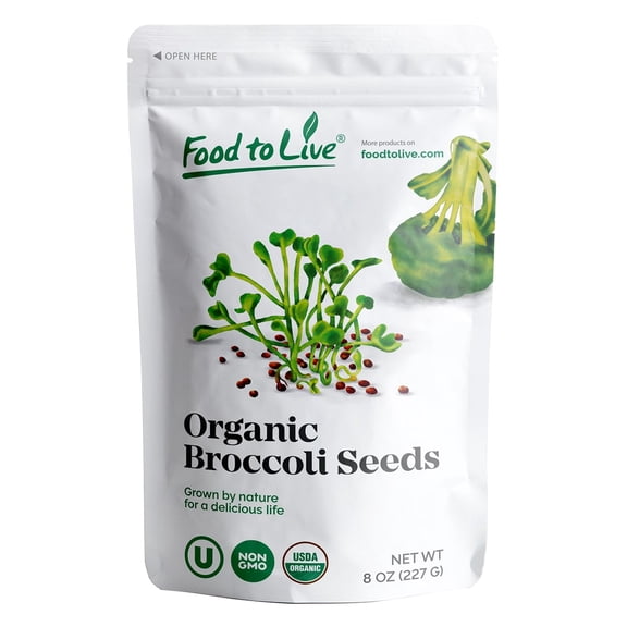 Organic Broccoli Sprouting Seeds, 0.5 Pounds Non GMO, Kosher, Sproutable, Raw, Vegan by Food to Live