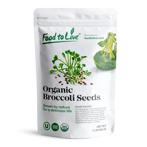 Organic Broccoli Sprouting Seeds, 1 Pound Non GMO, Kosher, Sproutable, Raw, Vegan by Food to Live