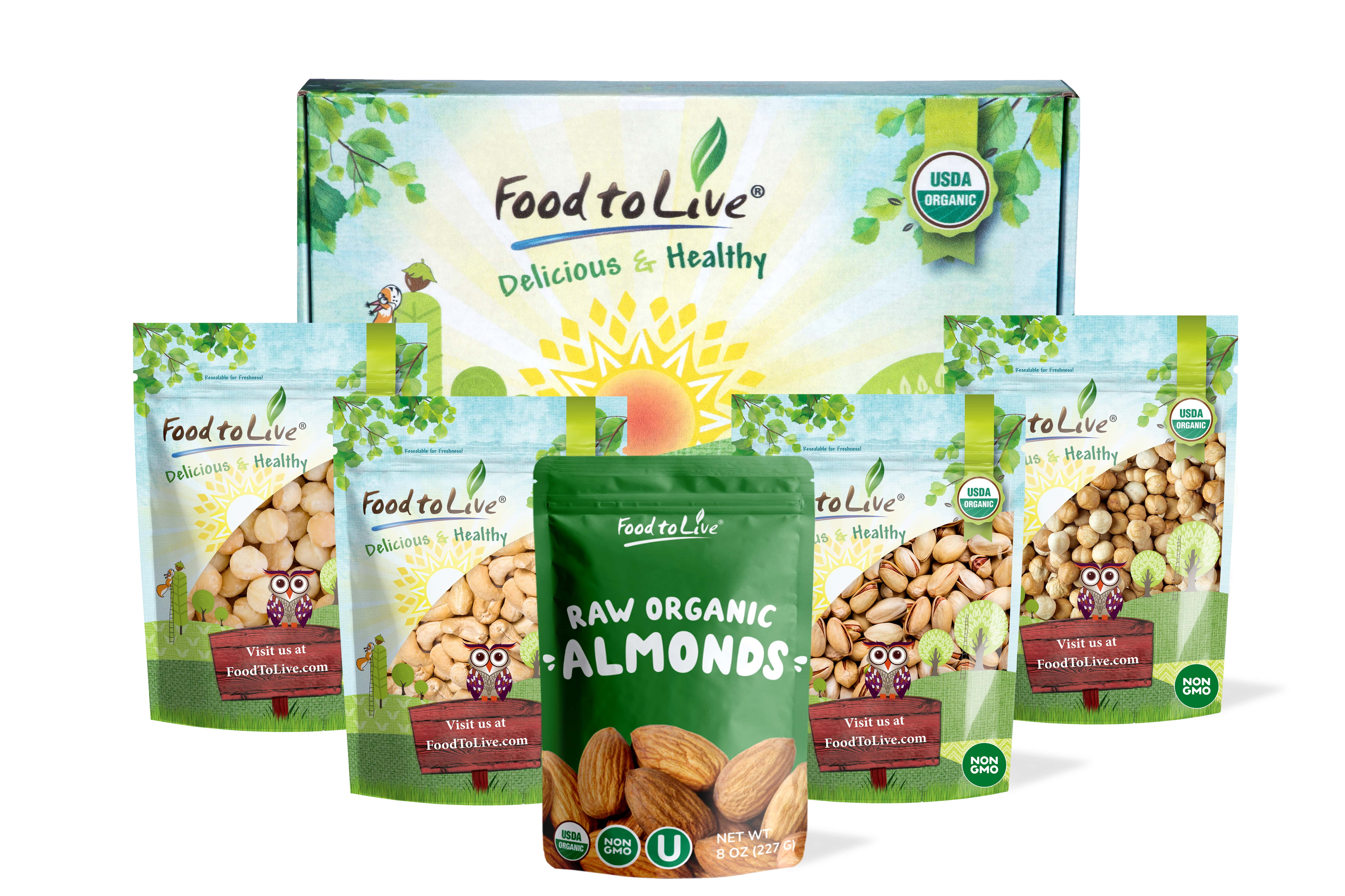 Organic Brooklyn Nuts Gift Box - Make your day with our Roasted Blanched Hazelnuts, Roasted and Salted Pistachios , Raw Cashews, Almonds, and Macadamia Nuts