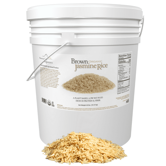 Organic Brown Jasmine Rice, 40 lb. Emergency Bucket - Mountain High Organics