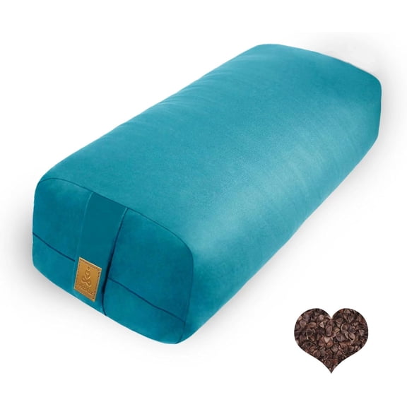 Organic Buckwheat Bolster (24X10.5X5.5 in) Supportive Rectangular Meditation Pillow 100% Cotton Cover Yoga Pillow