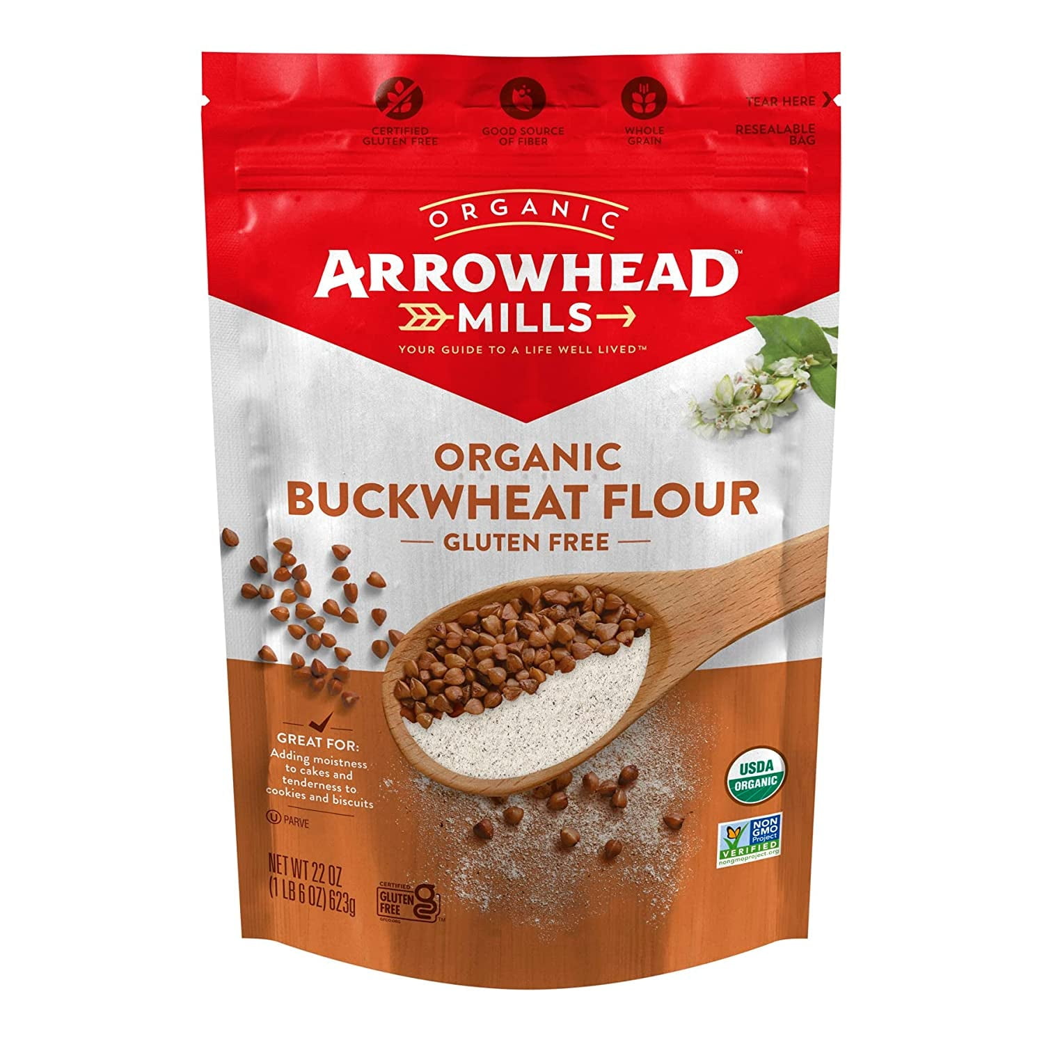 Organic Buckwheat Flour, Gluten Free, 22 Oz
