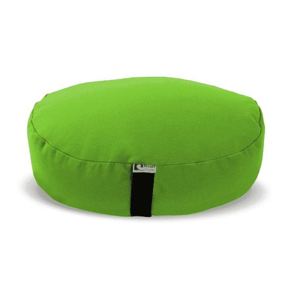 Organic Buckwheat Hulls 14" Round Zafu Meditation Cushion - Tibetan Style Organic Cotton Zen Yoga Pillow for Floor - Made in USA, Avacado