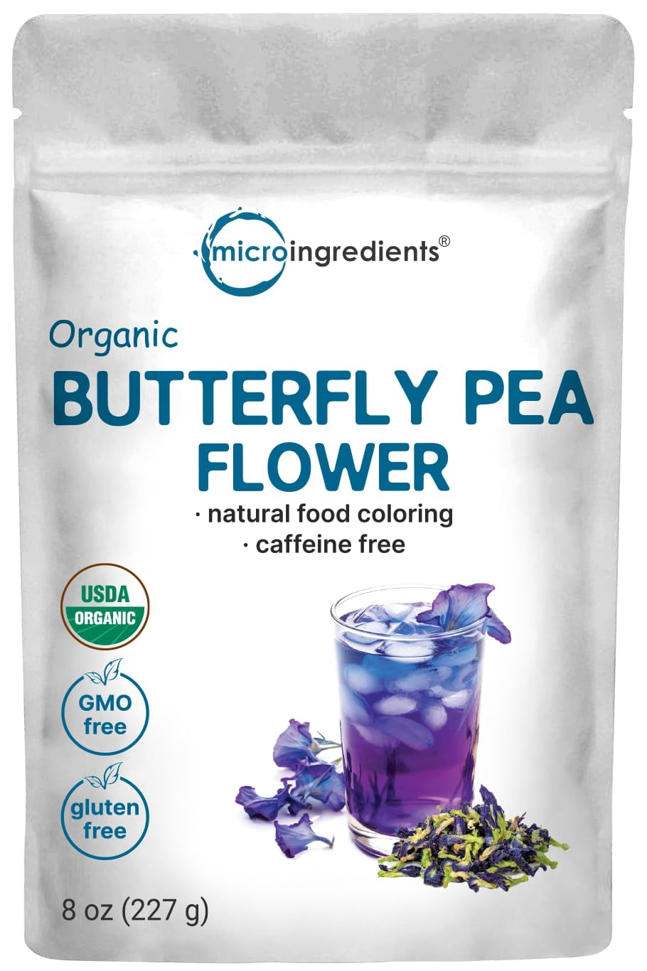 Butterfly Pea Flower Tea - Premium Dried Herbal Flowers (3.53oz / 100g) | Natural Blue & Purple Color For Drinks, Food & Antioxidants