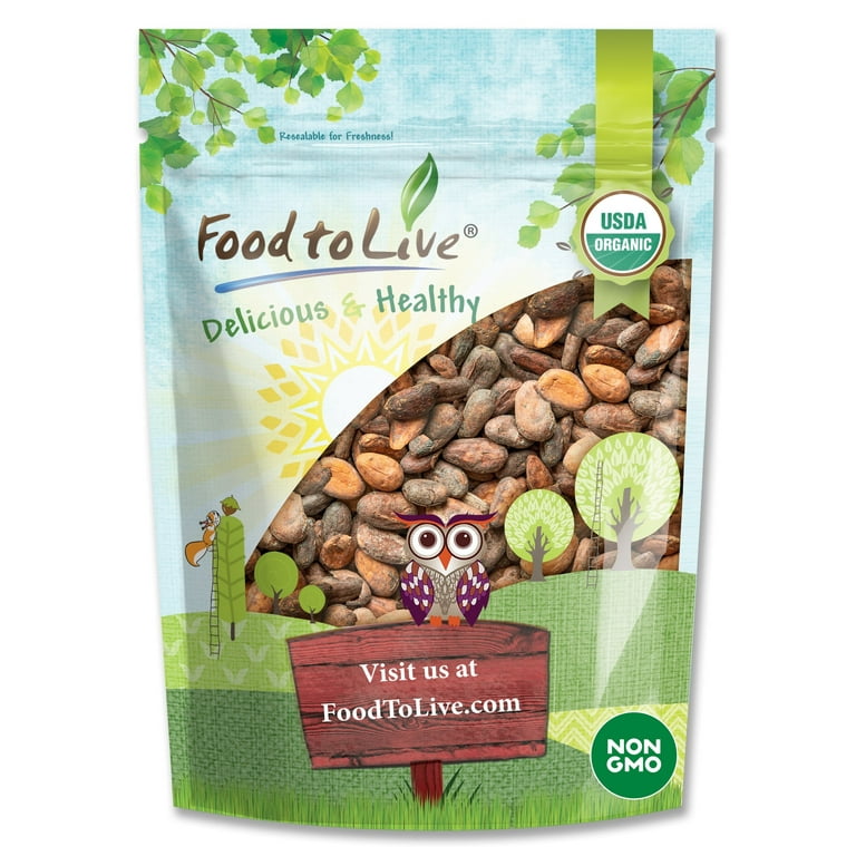 Food to Live Organic Cacao Beans, 1lb - Raw, Vegan, Kosher