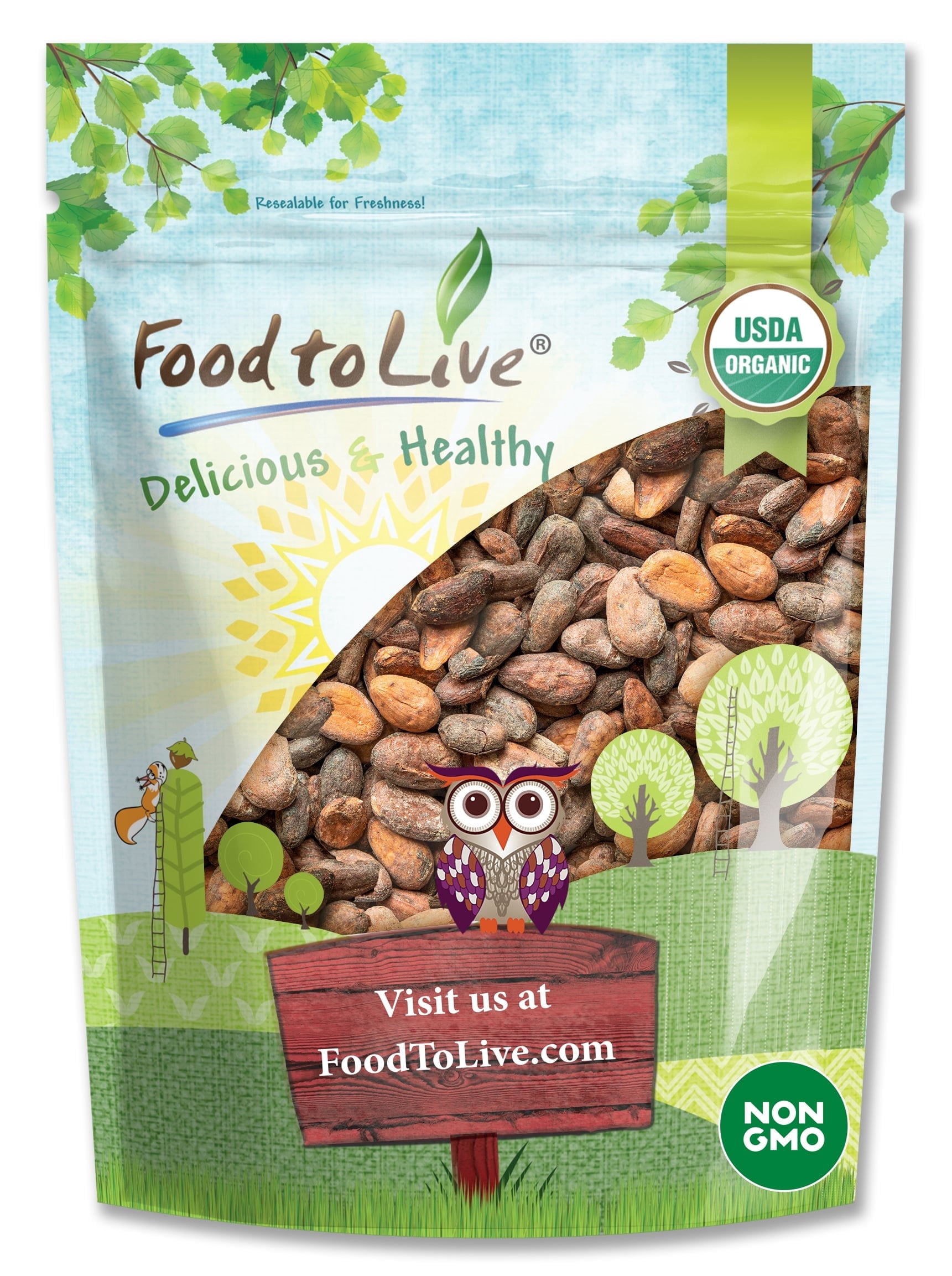 Bulk Organic Raw Whole Cacao Beans - 2 Kg Bag (Free Shipping)