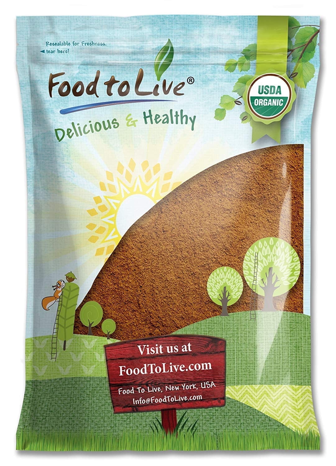 Food to Live, Organic Cacao Powder, 1 Pound, Raw Kosher Vegan