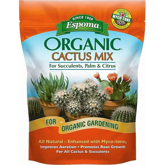 Organic Cactus Potting Soil Mix, Natural & Organic Soil for Cactus, Succulent, Palm, and Citrus grown in containers both indoors and outdoors, 4 qt, Pack of 2