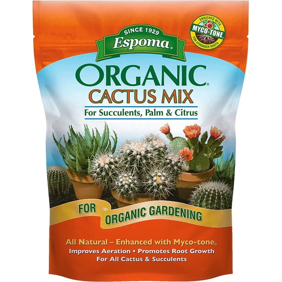 Organic Cactus Potting Soil Mix, Natural & Organic Soil for Cactus, Succulent, Palm, and Citrus grown in containers both indoors and outdoors, 4 qt, Pack of 2