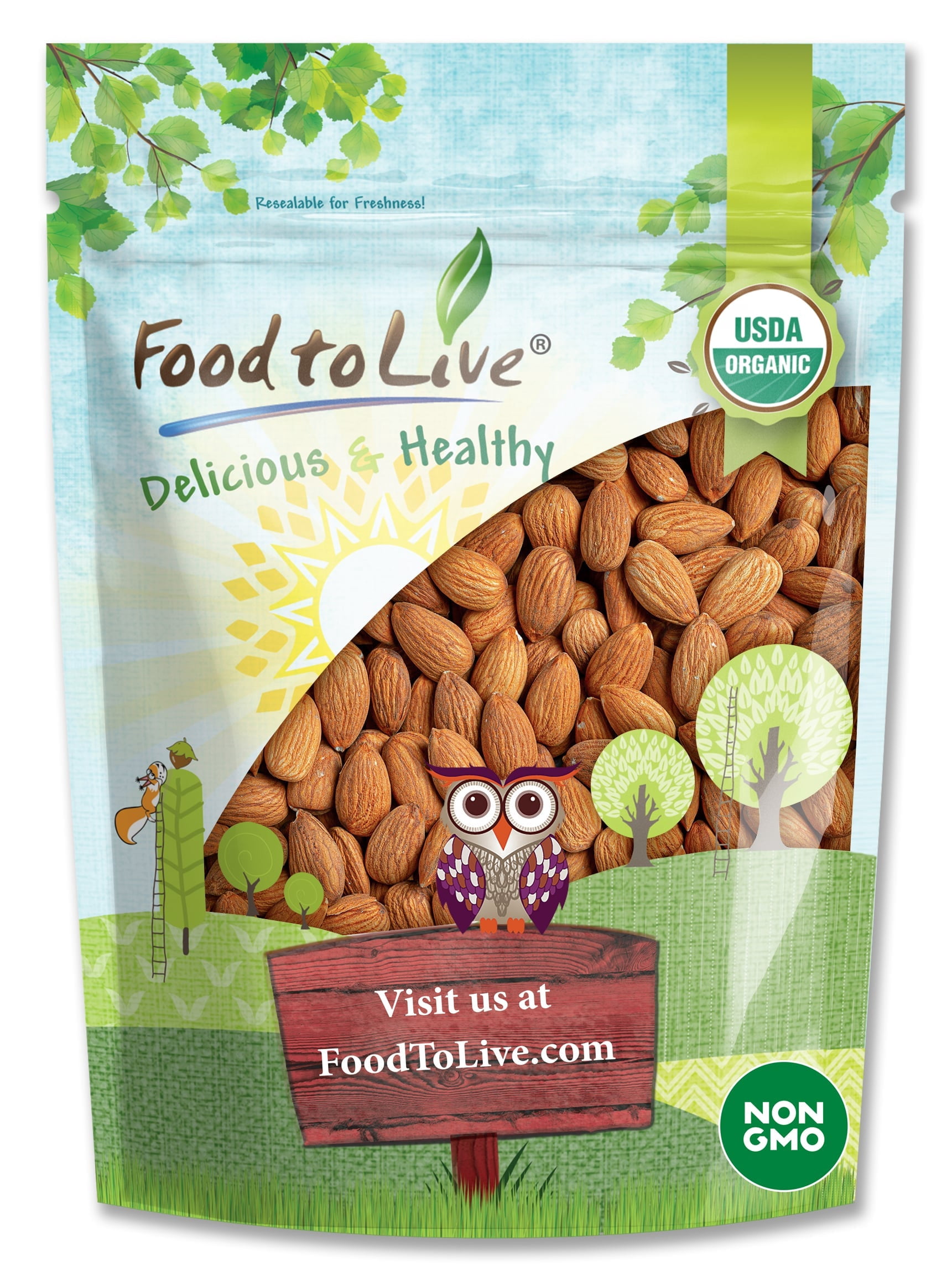 Organic California Almonds, 1 Pound — Non-GMO, Raw, Vegan — by Food to Live