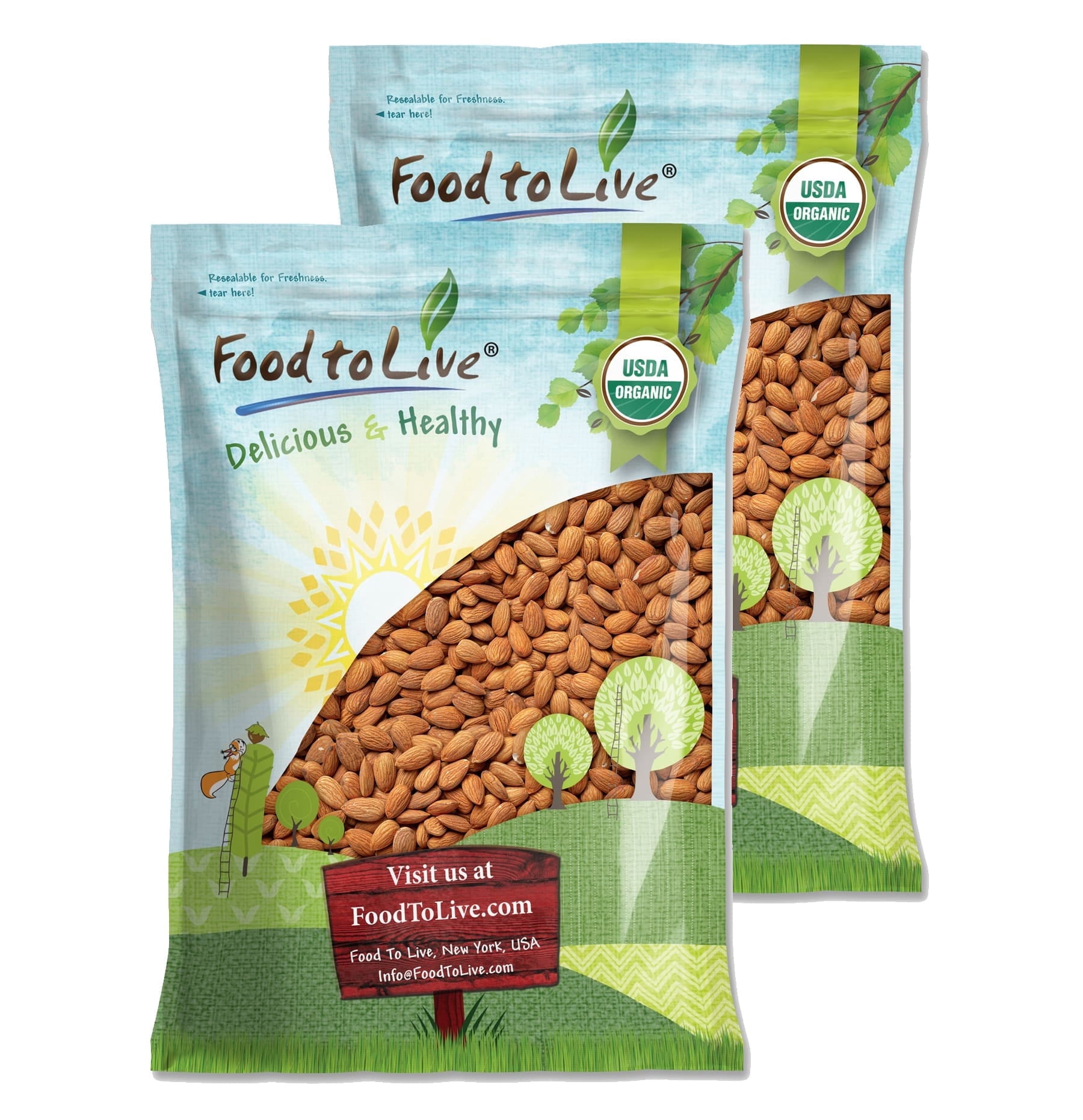 Organic California Almonds, 16 Pounds — Non-GMO, Raw, Vegan — by Food to Live