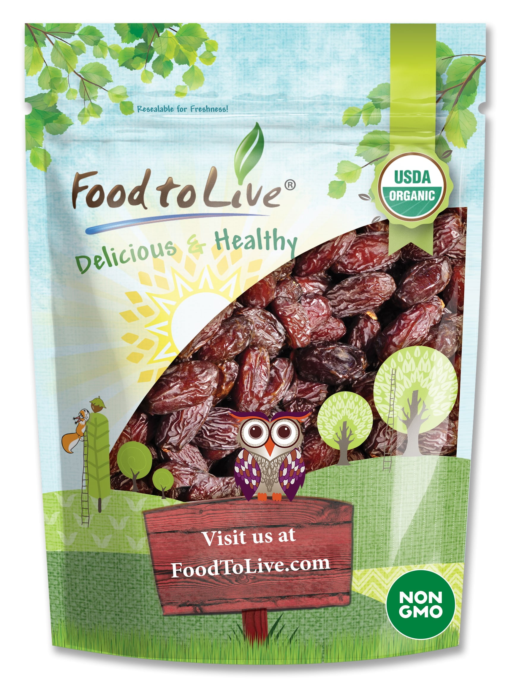 Organic California Medjool Dates, 2 Pounds Non-GMO Whole Dry Fancy Dates with Pits