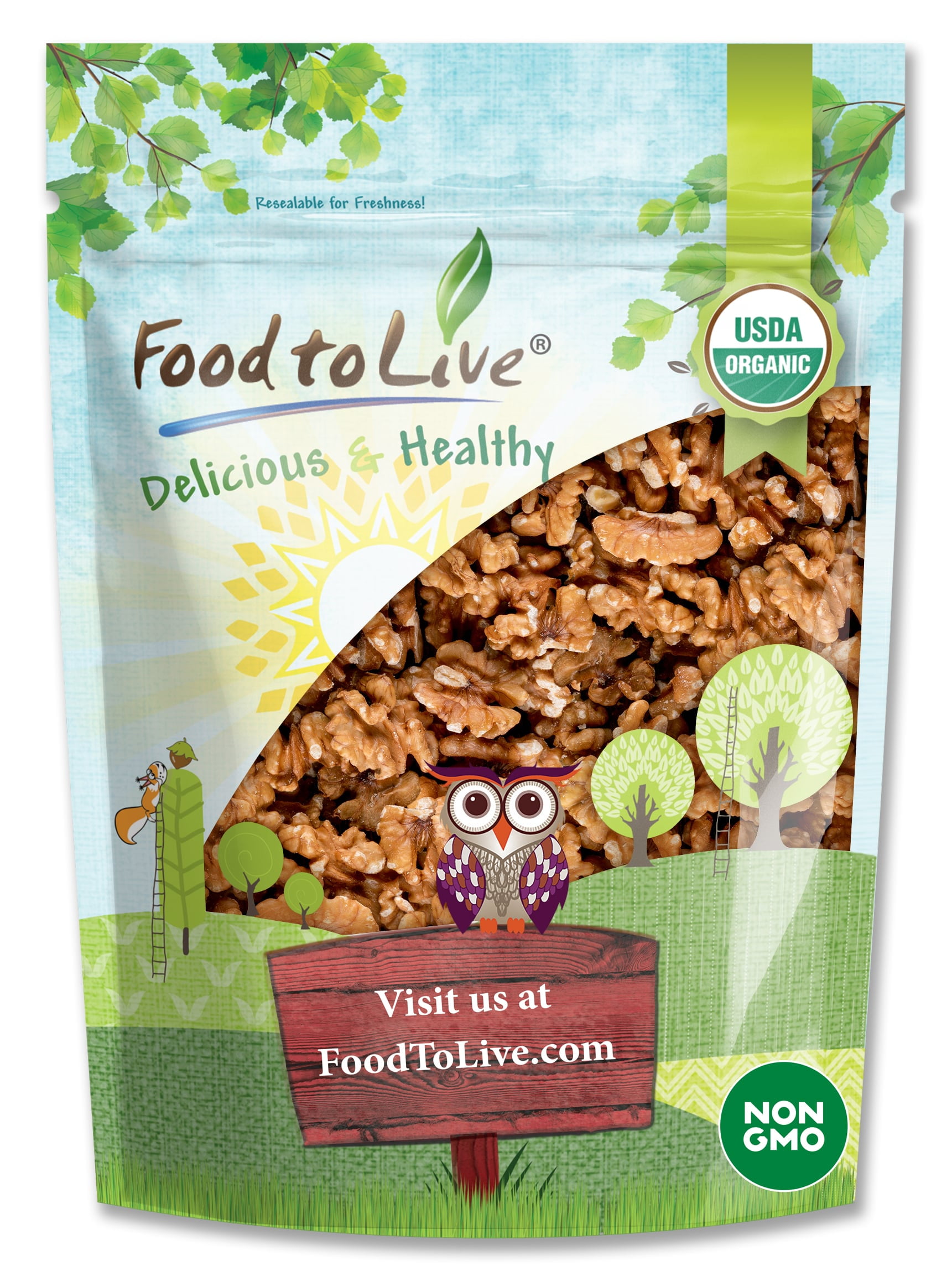 Organic California Walnuts, 2.5 Pounds Non-GMO, Raw, Kosher, Vegan by Food to Live