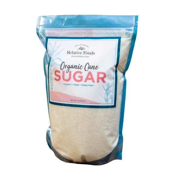 Organic Cane Sugar Crystals (5lb sugar packet) - Preservative & bone-char free, vegan food sugar substitute, gluten free, Non-GMO, fine natural sugar sweetener for cooking, beverages, & more