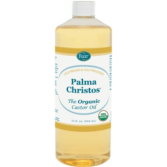 Organic Castor Oil - 32 Oz. - Cold Pressed! Hexane Free! Castor Oil for Hair, Eyelashes, Eyebrows, Skin, Eliminations, and Many More! - Exclusive Palma Christos® Brand by Baar