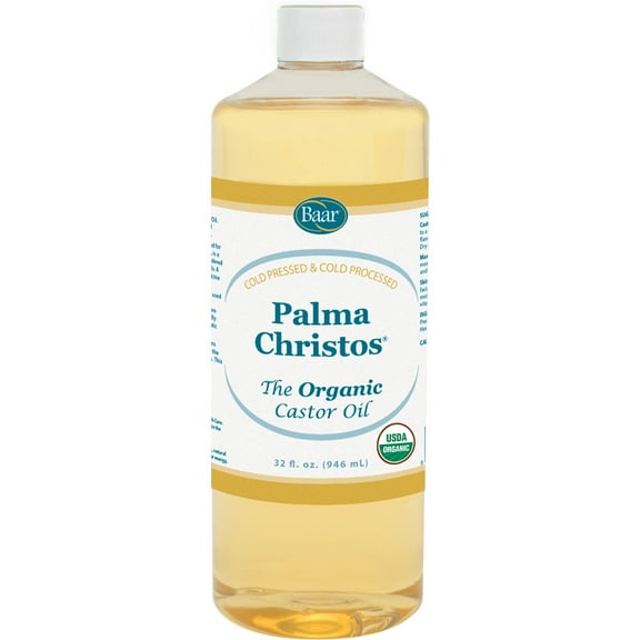 Organic Castor Oil - 32 Oz. - Cold Pressed! Hexane Free! Castor Oil for Hair, Eyelashes, Eyebrows, Skin, Eliminations, and Many More! - Exclusive Palma Christos Brand by Baar