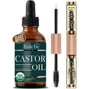 Organic Castor Oil Lash Serum (2oz) + FREE Eyelash Serum Mascara Tube - Scalp Treatment Oil