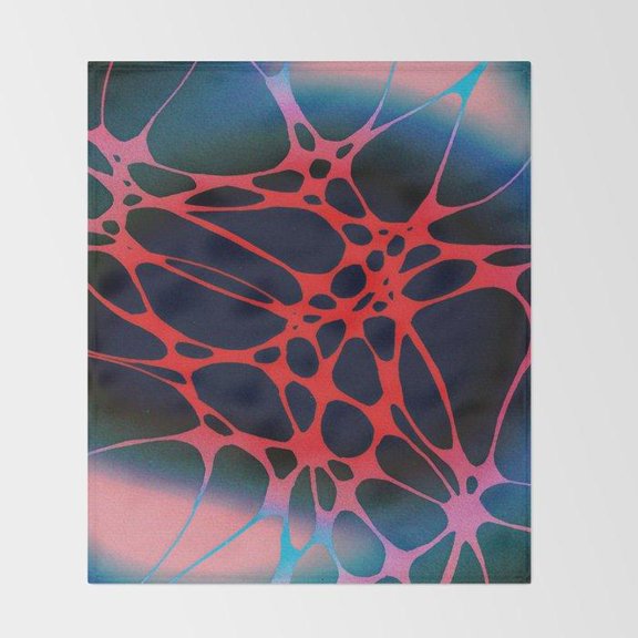 Organic Cell Web Fleece Blanket, Coral Red, Navy Blue, Teal and Pink, 280 GSM Polyester Fleece