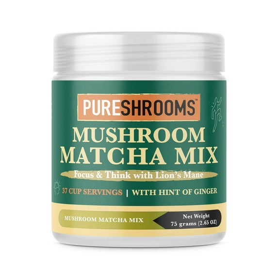 Organic Ceremonial Matcha Mix with Ultra-Concentrated Lion's Mane Mushroom Extract - Brain Boosting Tea - Premium Japanese Ceremonial Matcha | Herbal Coffee Alternative (37 Servings - 75g/2.65oz)