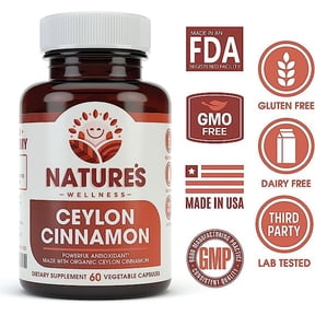 Organic Ceylon Cinnamon - 1200 mg | Powerful Antioxidant Promotes Heart Health | Maintains Joint Health and Mobility | Non-GMO | 60 Veg Capsules