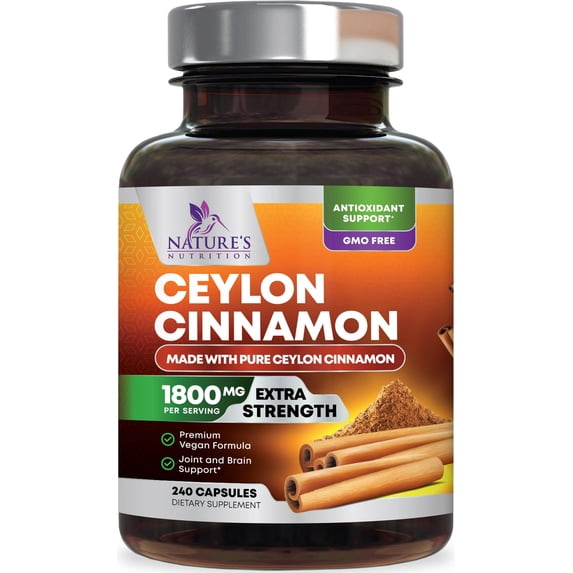 Nature's Nutrition Organic Ceylon Cinnamon Capsules, 240 ct, 1800mg ...