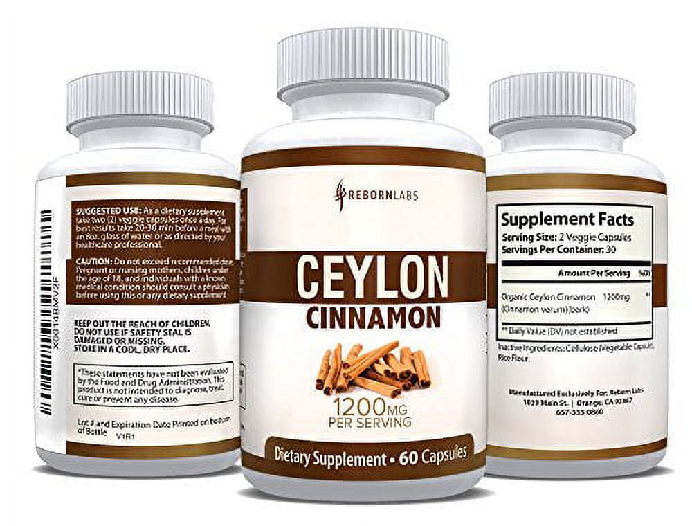 Organic Ceylon Cinnamon Capsules for Blood Sugar Support & Weight Loss