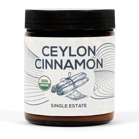 One Farm by WAAYB Organic Ceylon Cinnamon, Single Estate, Freshly Ground Premium Sri Lanka Cinnamon, Non-GMO, Fair-Trade & Gluten Free in Resealable Jar for Cooking, Smoothies, Lattes & Tea