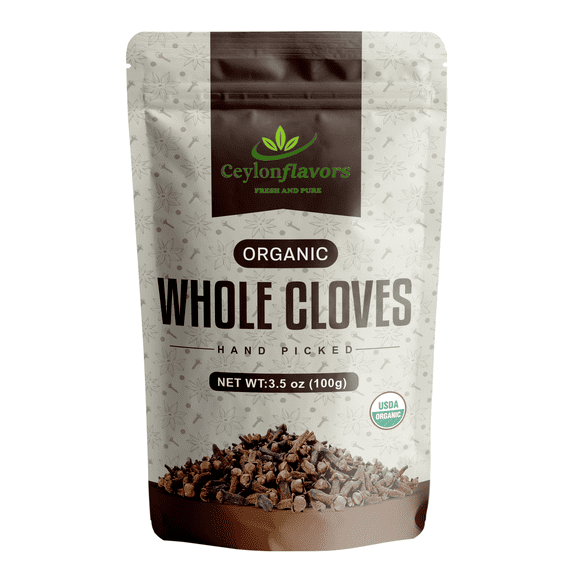 Organic Ceylon Cloves Premium Grade Hand Picked Whole Cloves 3.5 oz. USDA Certified Organic