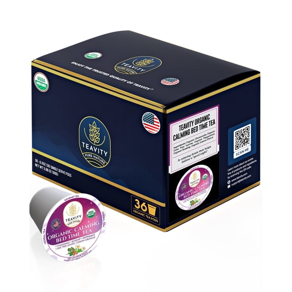 Organic Chamomile Sleep Tea Pods Compatible with Keurig Brewers by Teavity (Calming Bed Time Tea, 36 Tea Pods)