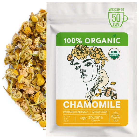 Organic Chamomile Tea Loose Leaf - Manzanilla Orgnica para T Worlds Favorite Herbal Tea - Sleep, Relaxation, Digestion (2oz.)