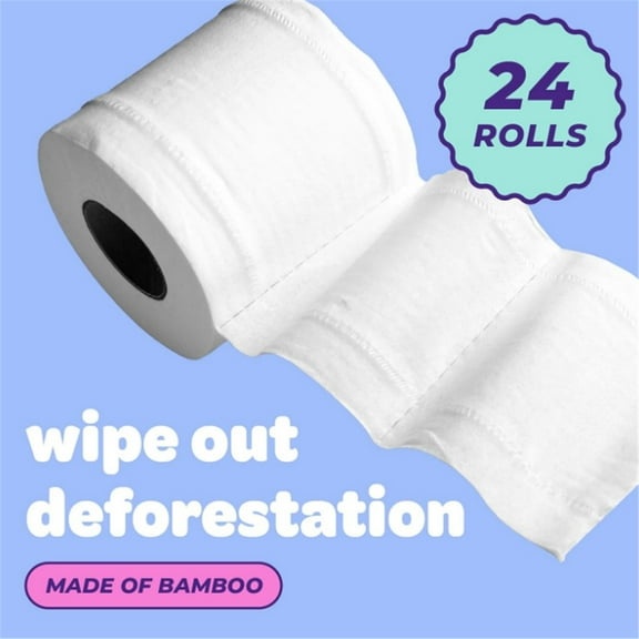 Organic Chemical-Free Bulk Toilet Paper, Cloud-like Softness, Plant-Based Tree-Free Bathroom Tissue, 24 -Friendly Rolls, 2 Ply, 295 Sheets for RV and Camping