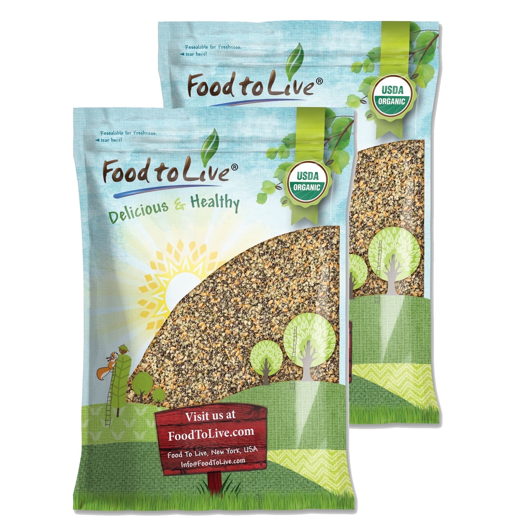 Organic Chia, Flax, and Hemp Seeds Mix, 20 Pounds - Non-GMO Blend - by Food to Live