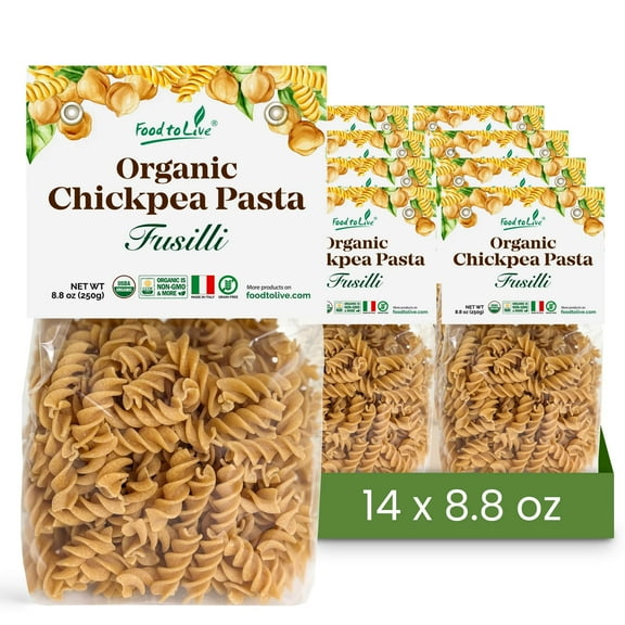 Organic Chickpea Fusilli Pasta, 8.8 OZ (Pack of 14) Non-GMO, Single Ingredient. No Additives. Made in Italy