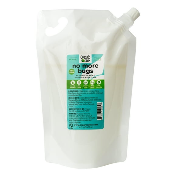 Organic Chix DEET Free Natural Mosquito Repellent Refill Pouch, 16 oz