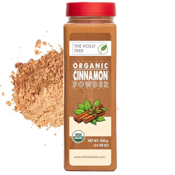 Organic Cinnamon Powder 15.90 oz - Organic Ground Cinnamon Bulk Spice - USDA Certified, Gluten Free, Kosher - for Baking & Cooking - The Holly Tree