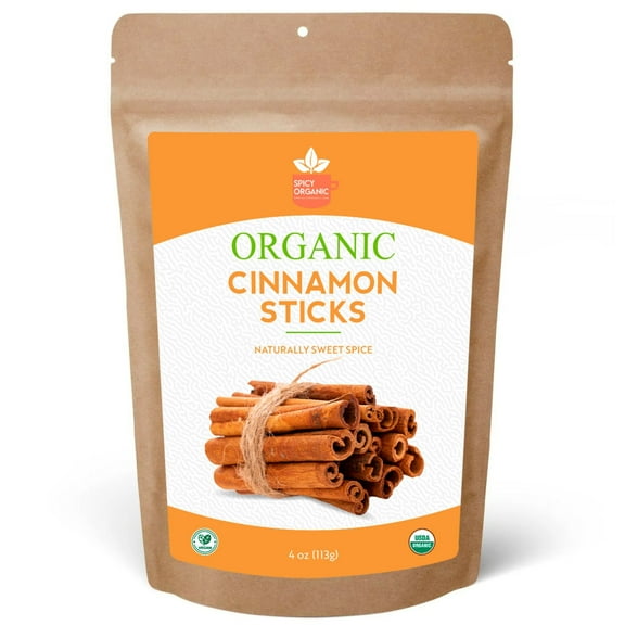 Organic Cinnamon Sticks - Gluten Free, Non-GMO, and USDA Organic - 3.5-Inch Length, Ideal for Cooking, Beverages, or Desserts to Add a Rich, Spicy Aroma