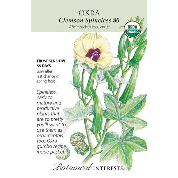 Organic Clemson Spineless 80 Okra Seeds - 4 Grams
