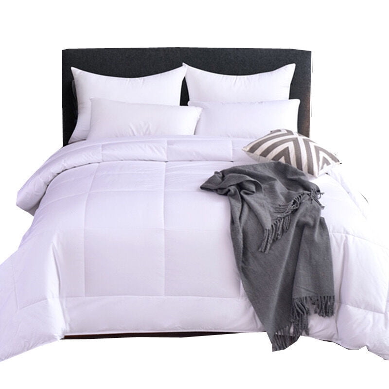 Organic Club King Size Camel Wool Comforter with Noiseless Cotton Cover 86.6x102.4" All-Season Lightweight Cotton Comforter, Medium Weight, 300 GSM, White