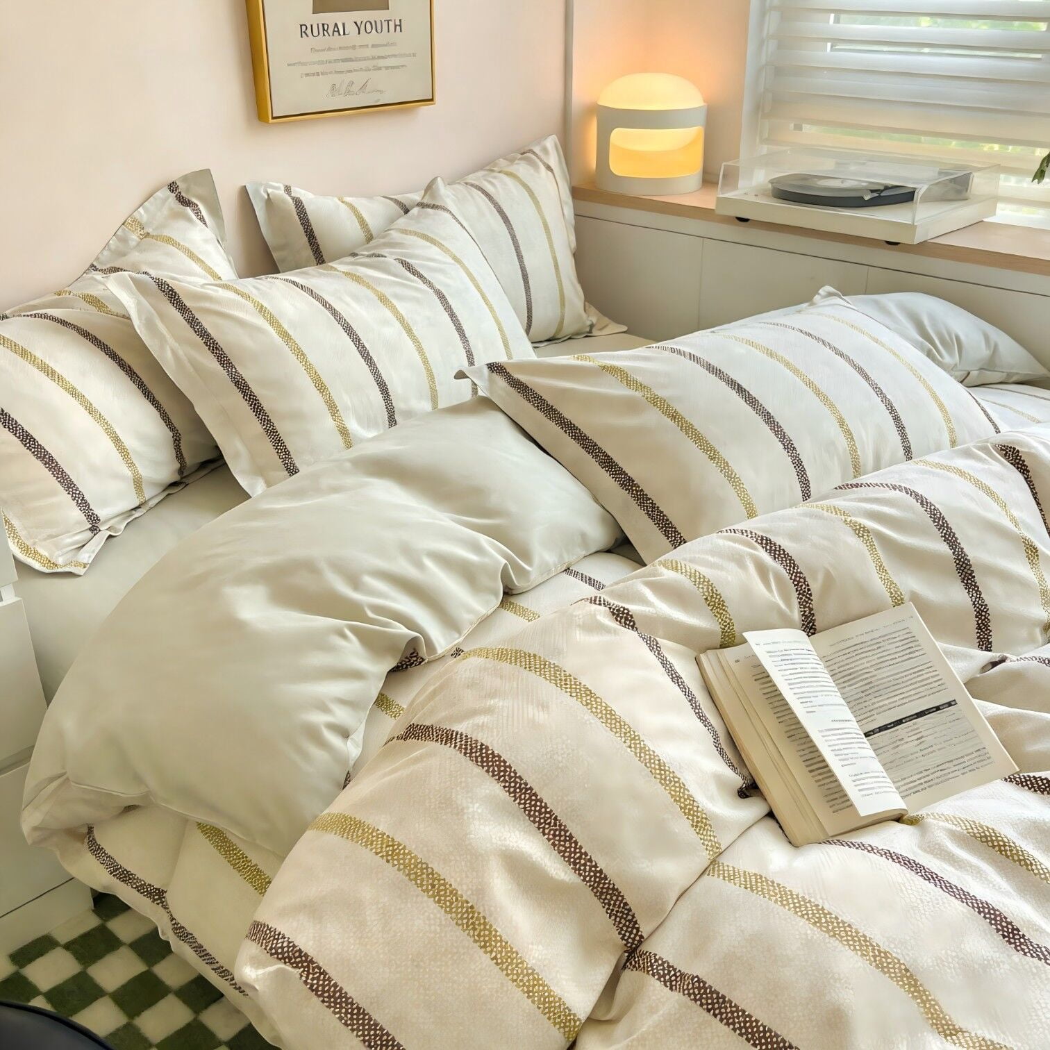 Organic Club King Size Creamy Coffee Cotton Duvet Cover Set of 3 Comforter Cover with 2 Pillowcases with Envelope Closure 100% Cotton Bedding Set, Machine Washable, Ivory Brown