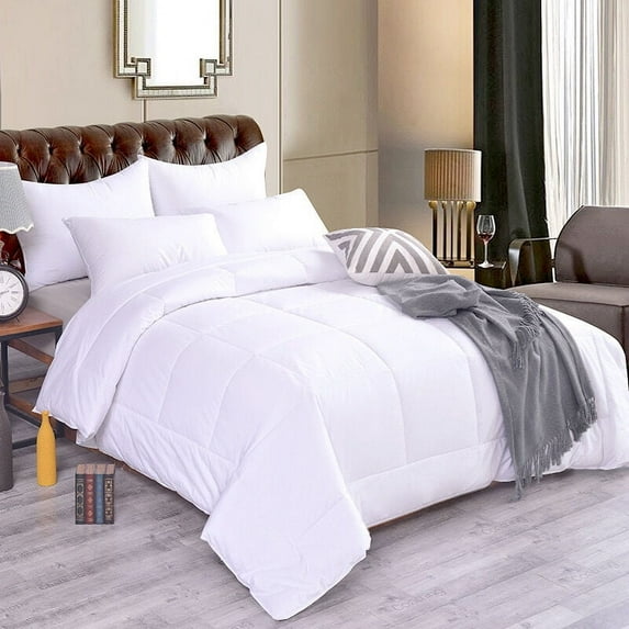 Organic Club King Size Sheep Wool Comforter with Noiseless Cotton Cover 86.6x102.4" All-Season Lightweight Cotton Comforter, Medium Weight, 200 GSM, White